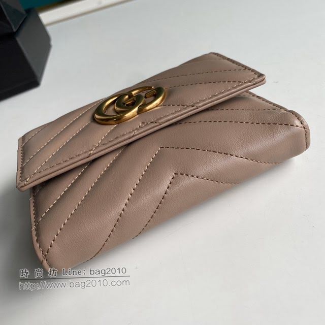 Gucci原厂皮包包 古驰GG Marmont翻盖暗扣钱包 Gucci短夹零钱包 474802  gdj1515